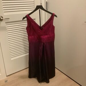 Ann Taylor Womens Size 6 Magenta Purple Ombre Sleeveless Ruched Cocktail Dress